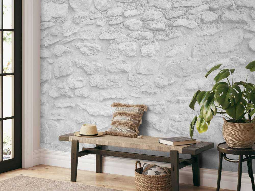 Jasna ściana z chropowatymi cegłami