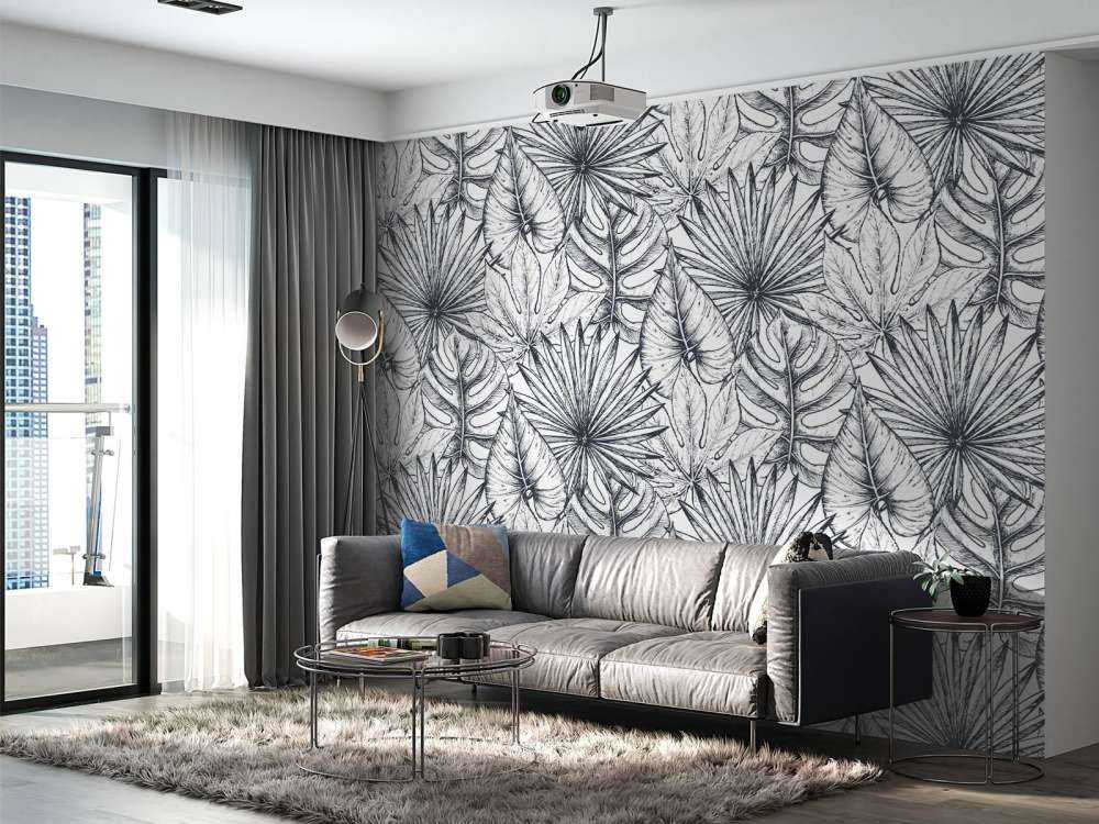 Białe rysowane liście