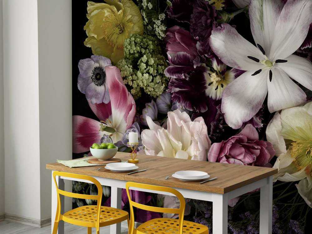 Kolorowe kwiaty ciemne