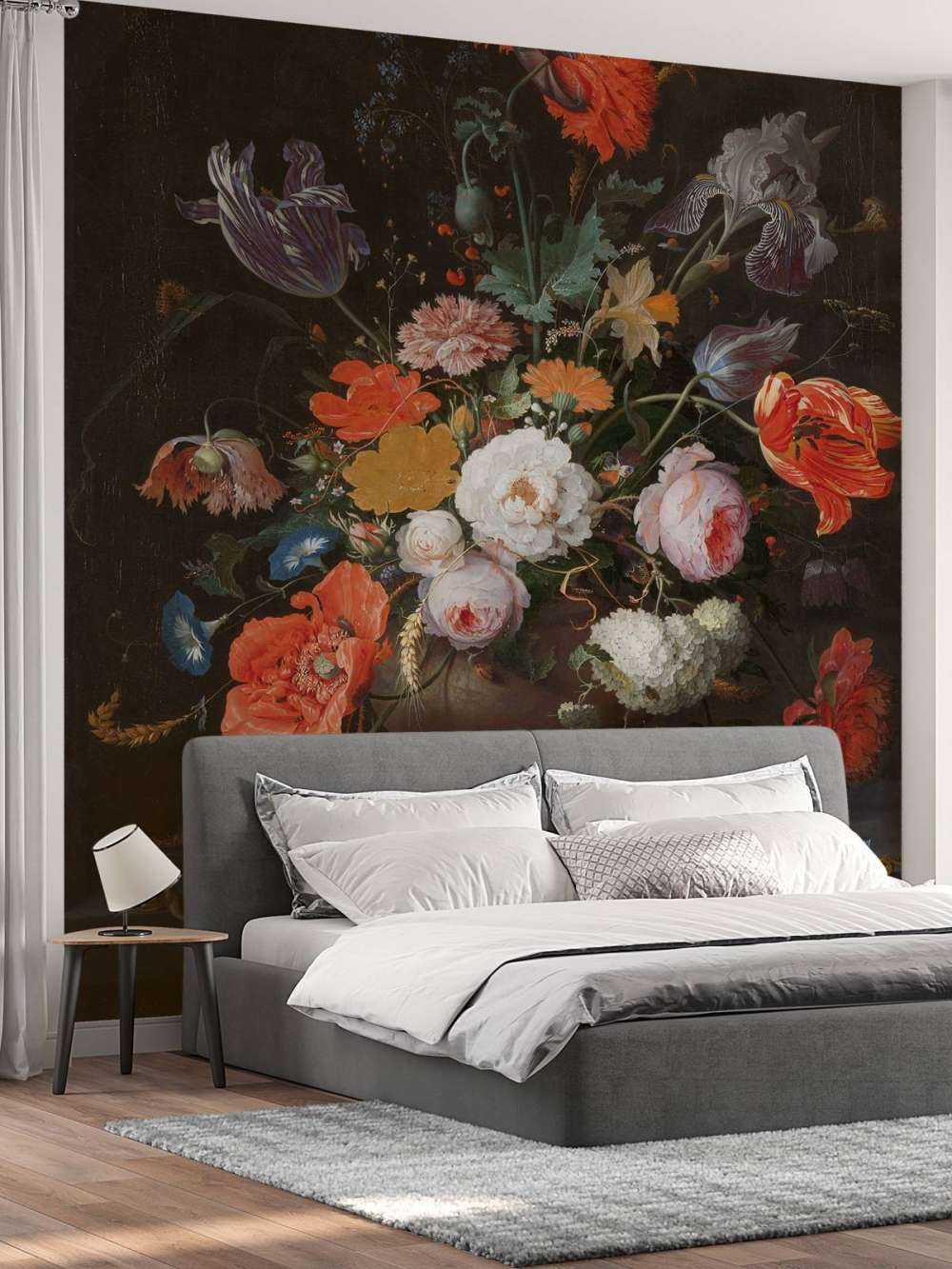 Martwa natura z kwiatami i zegarkiem