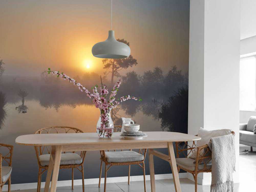 Mglisty wschód słońca