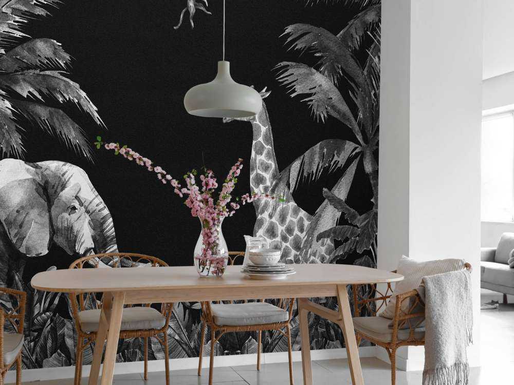 Czarno-białe zwierzęta z dżungli