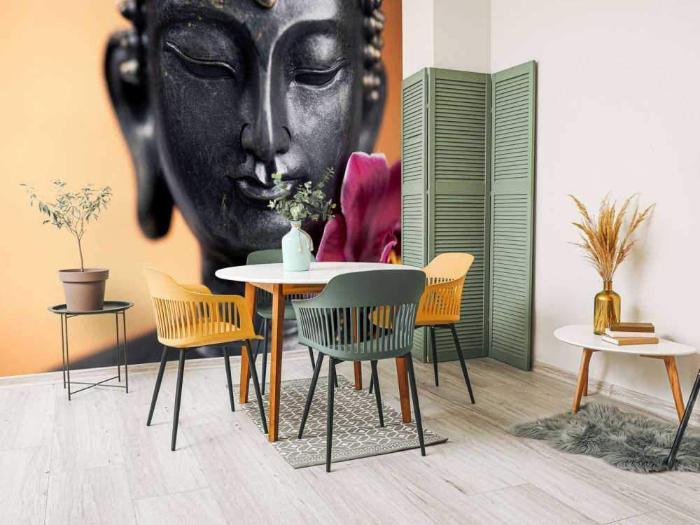 Budda i różowa orchidea