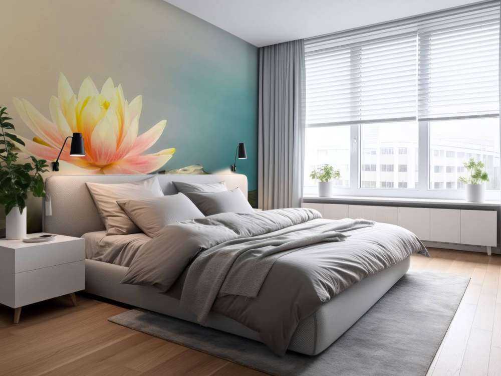 Staw z kwiatami lotosu