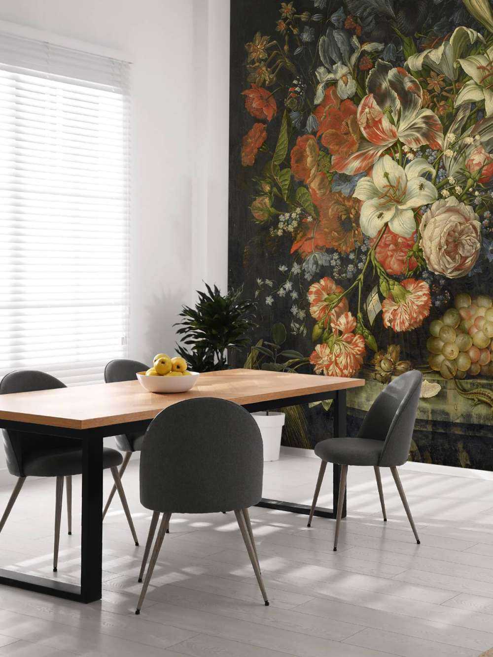 Martwa natura z kwiatami i owocami