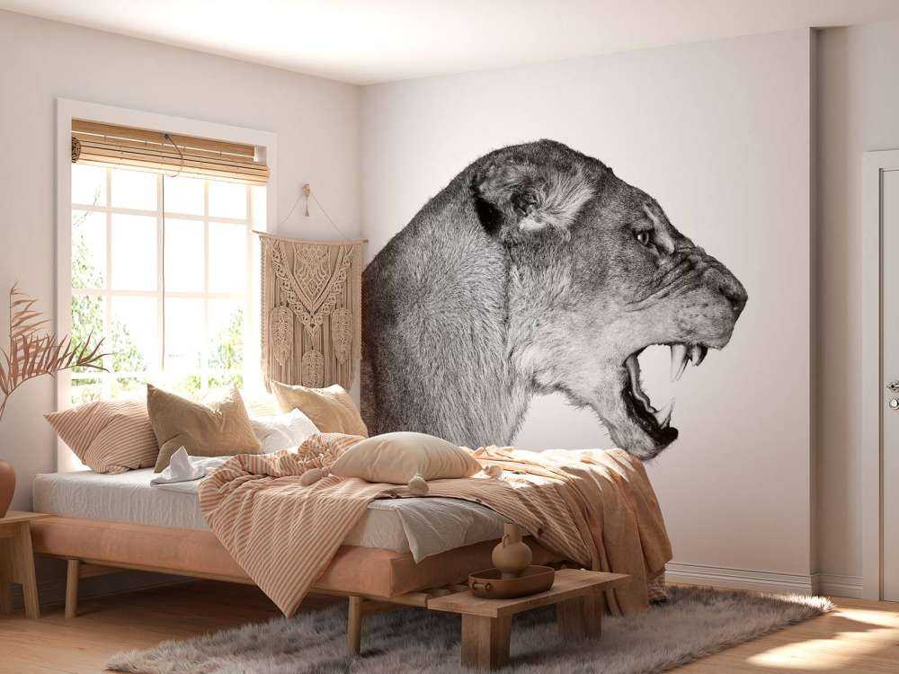 Widok z boku lwicy biały