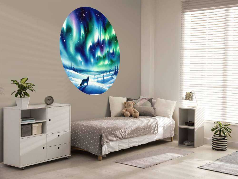 Lis polarny i zorza polarna