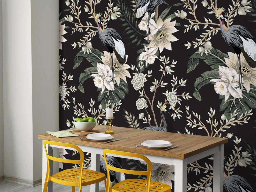 Żurawie między liśćmi