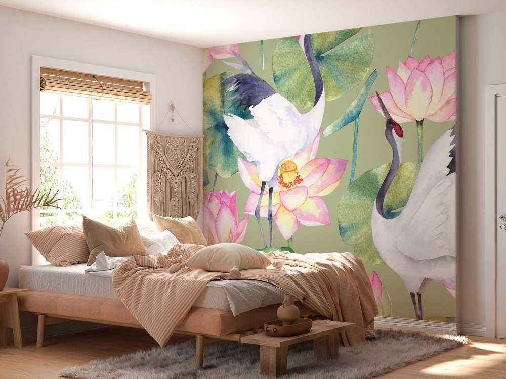 Żurawie między kwiatami