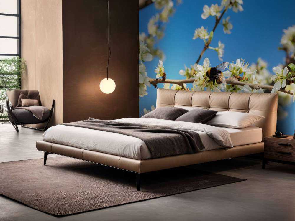 Trzmiel z białymi kwiatami