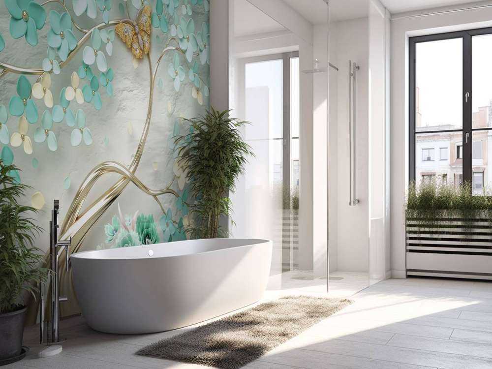 Złote drzewo fantasy z zielonymi kwiatami