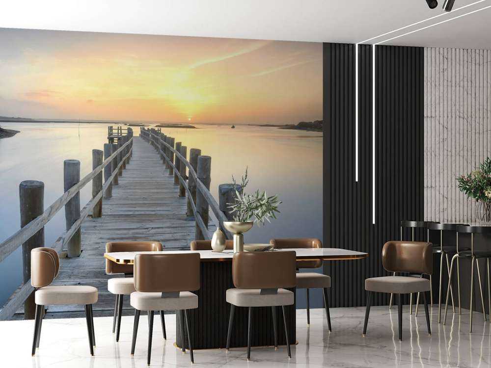 Rusztowania drewniane o zachodzie słońca