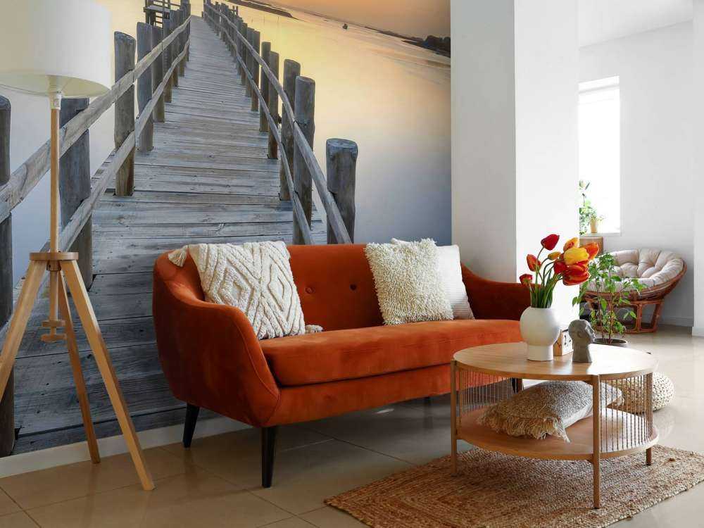 Rusztowania drewniane o zachodzie słońca