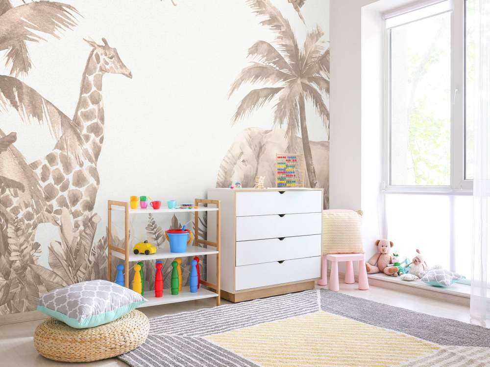 Różne zwierzęta z dżungli w kolorze taupe