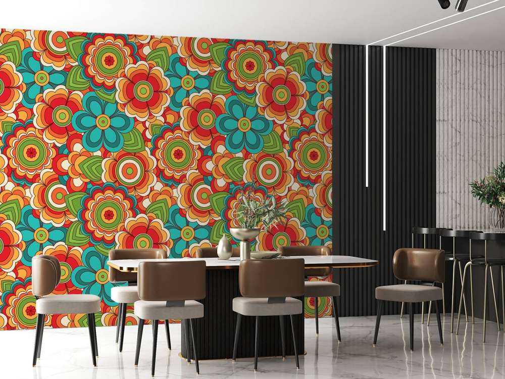 Kolorowe kwiaty w stylu retro