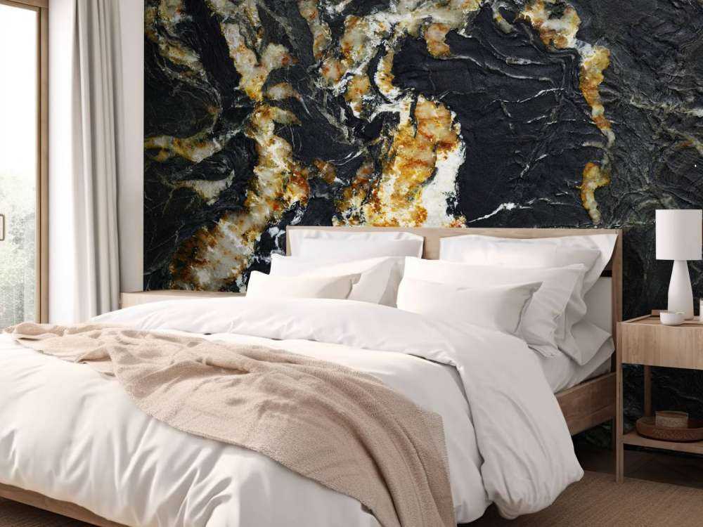 Czarny marmur z jasną strukturą