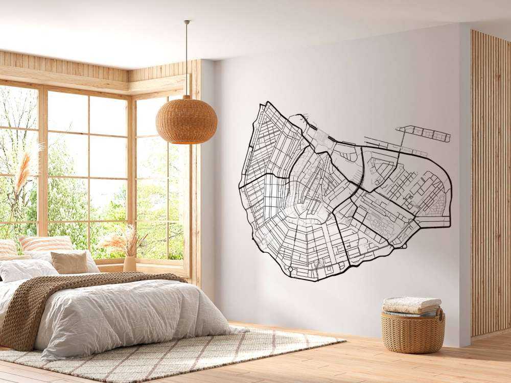 Mapa centrum Amsterdamu, kolor biały