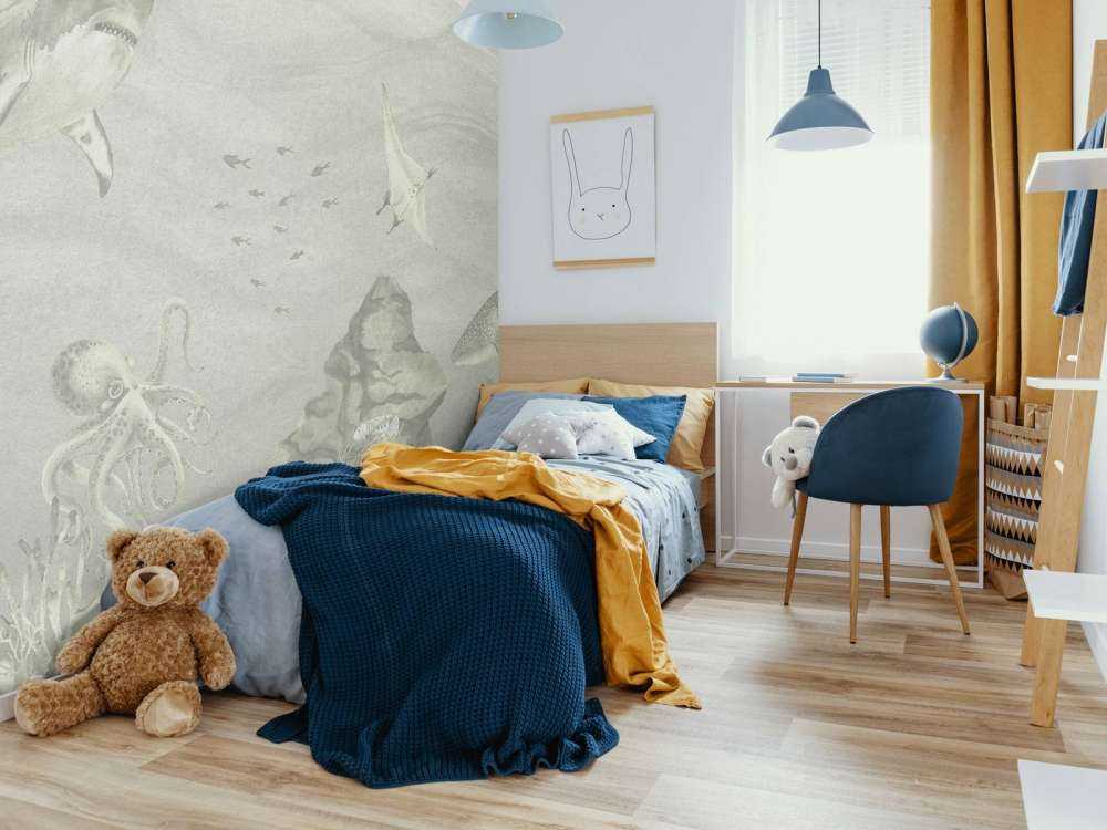 Podwodny świat z rekinami w kolorze zielonym