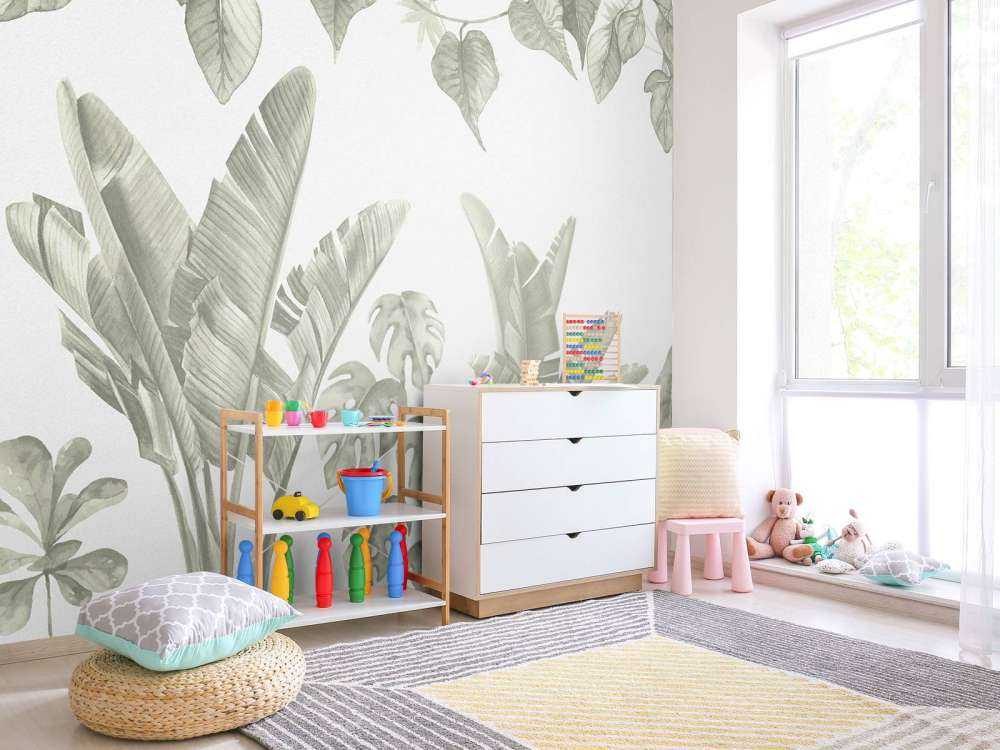 Liście dżungli w kolorze zielonym