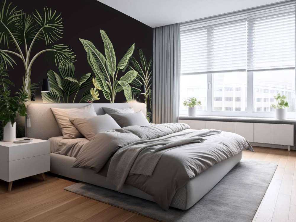 Tropikalna palma na ciemnym tle