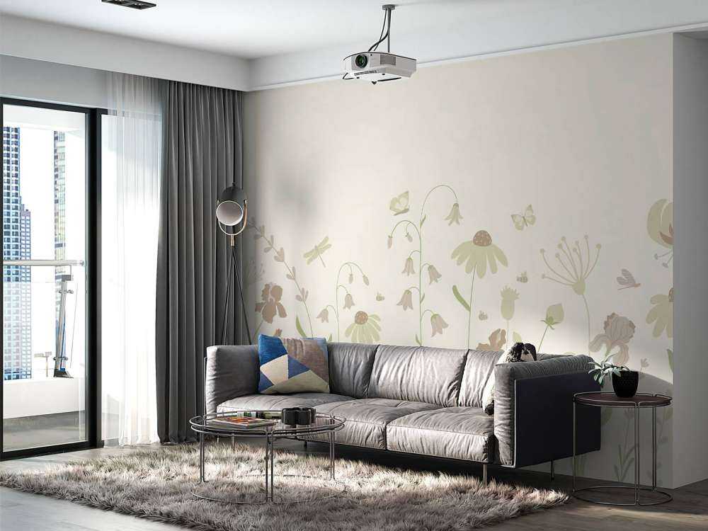 Wysokie pole kwiatowe z motylami w kolorze beżowym i starym różu