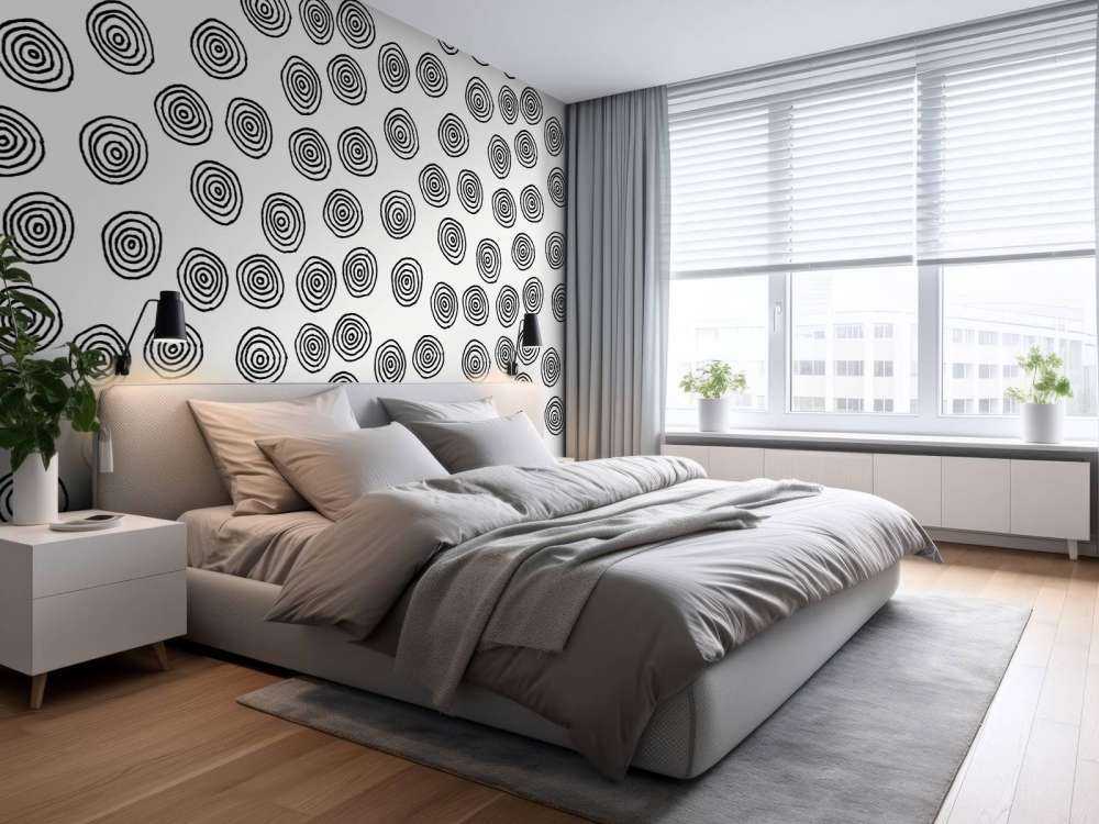 Kręgi abstrakcyjne w kolorach czarnym i białym