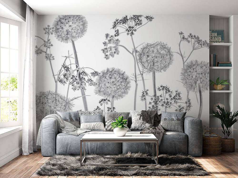 Kwiaty łąkowe w czerni i bieli