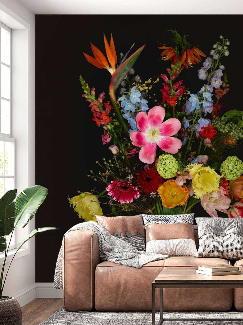 Bukiet kwiatów w szklanym wazonie