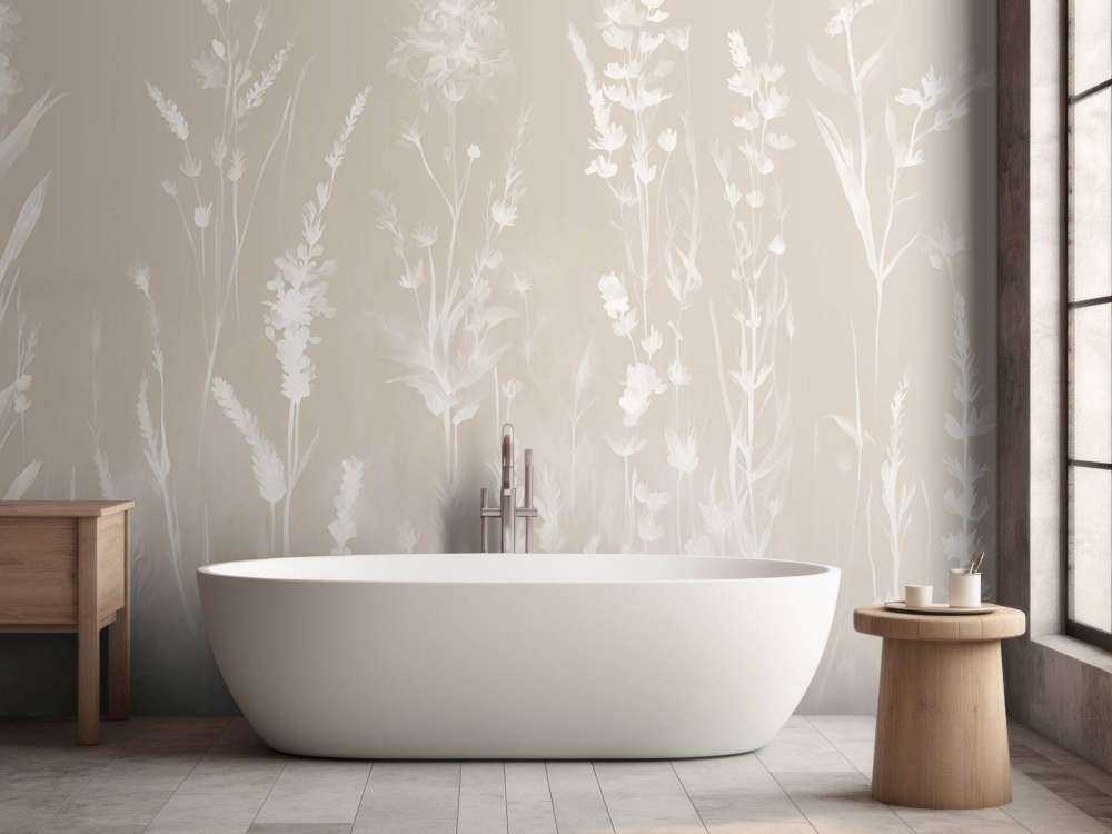 Beżowa Łąka Lawendowa Bezszwowa