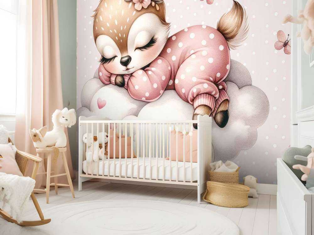 Słodki jelonek na chmurze