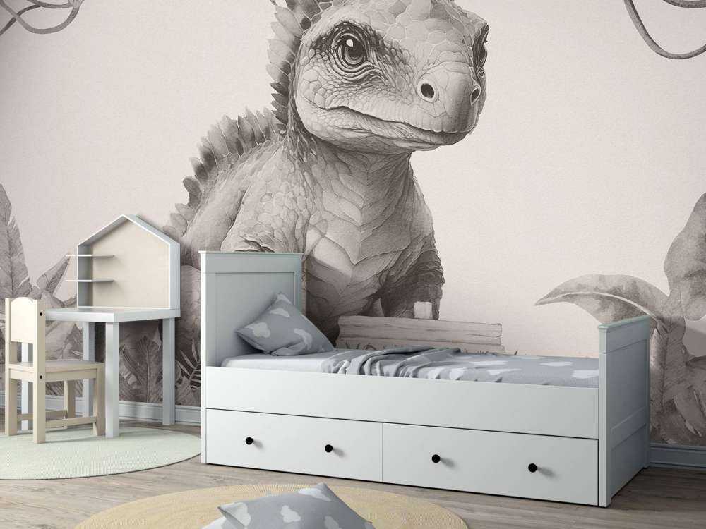 Młody ankylozaur w beżowej dżungli