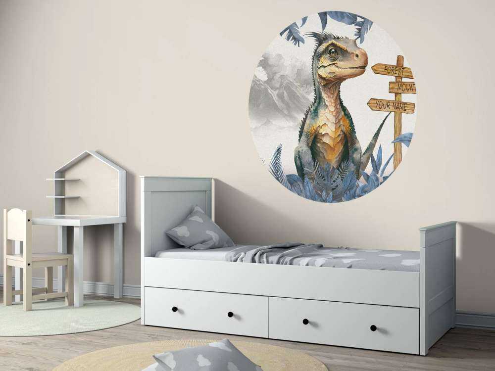 Młody velociraptor w niebieskiej dżungli