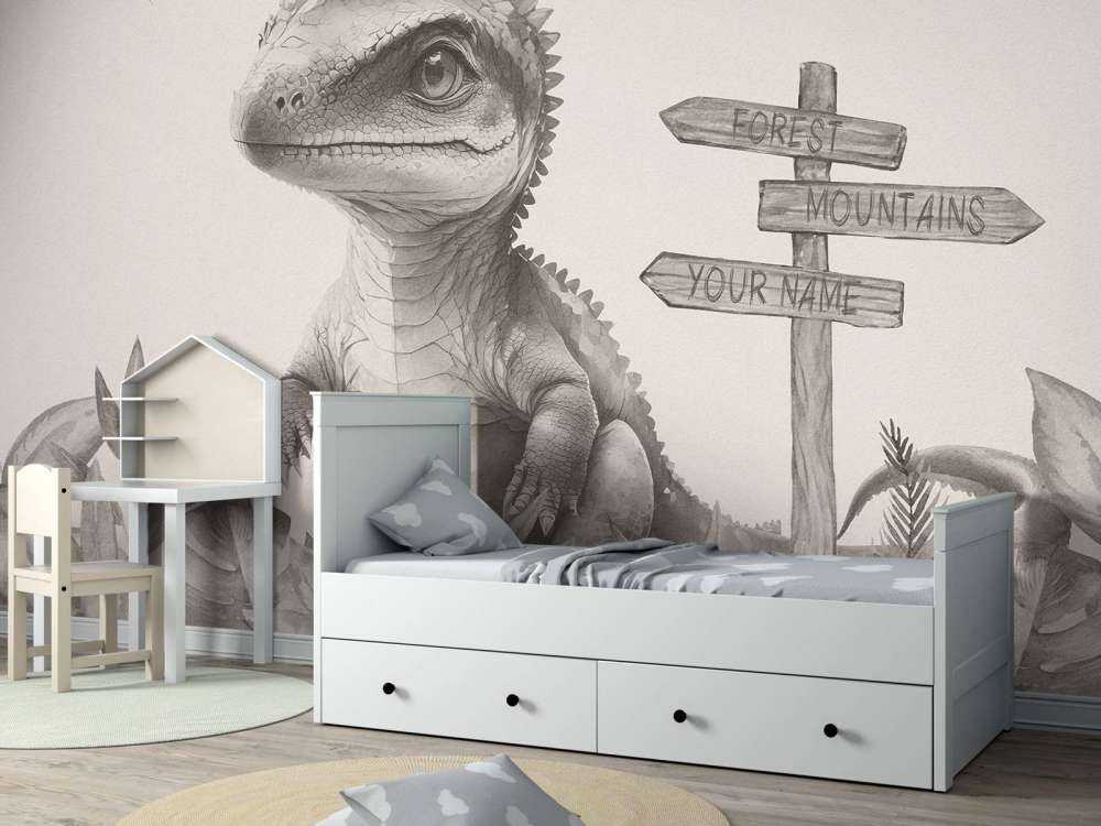 Młody spinozaur w beżowej dżungli