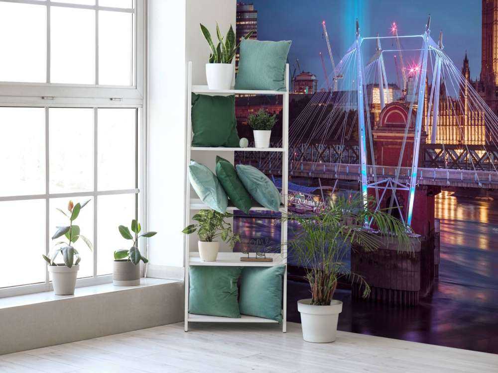 Night view of the London Eye, Golden Jubilee bridge and Westminster, London, UK