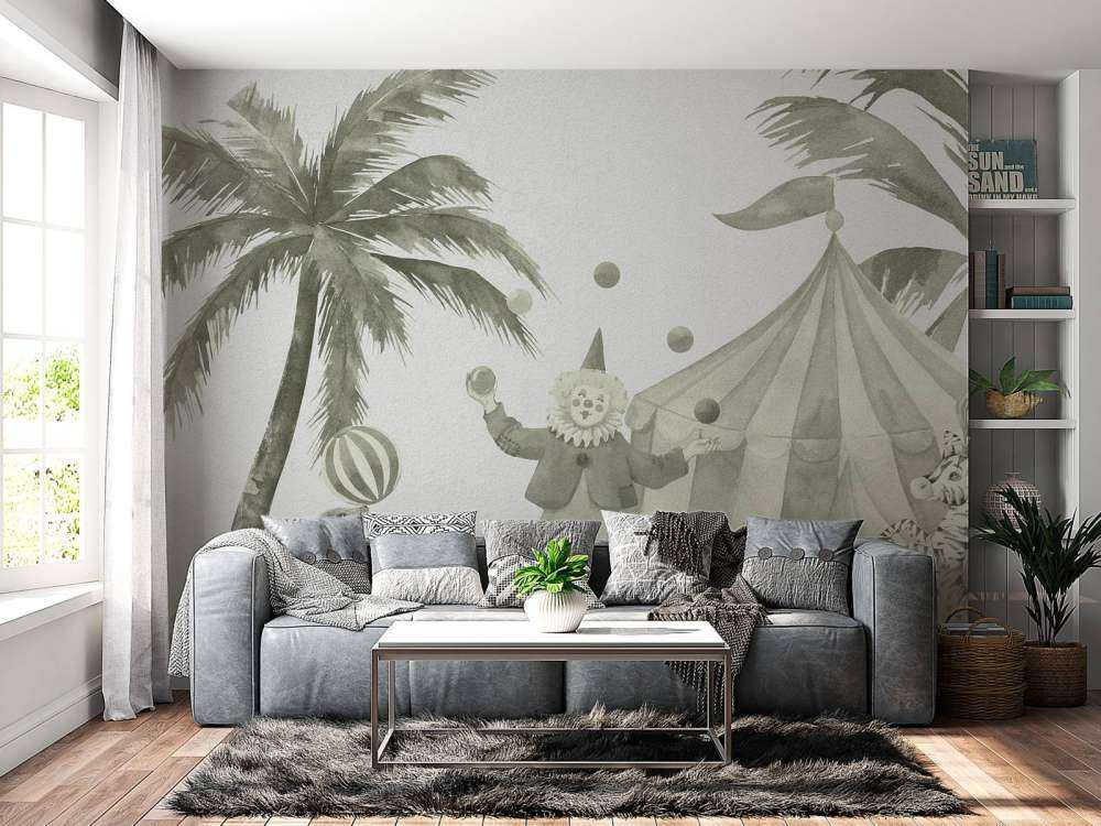 Wesołe zwierzęta cyrkowe w kolorze zielonym