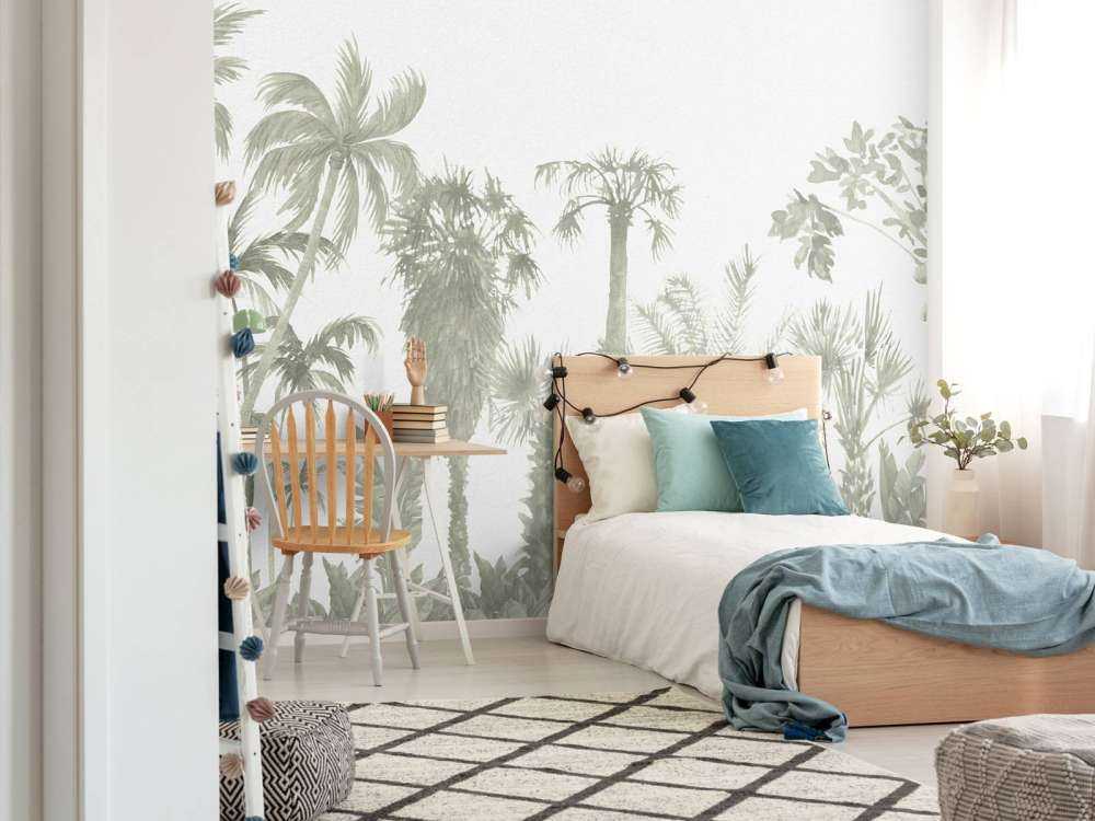 Motyw dżungli w kolorze zielonym