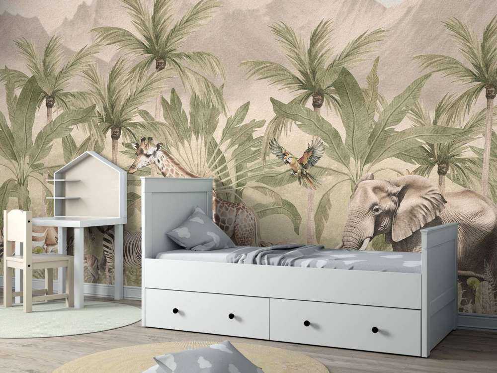 Krajobraz górski ze zwierzętami