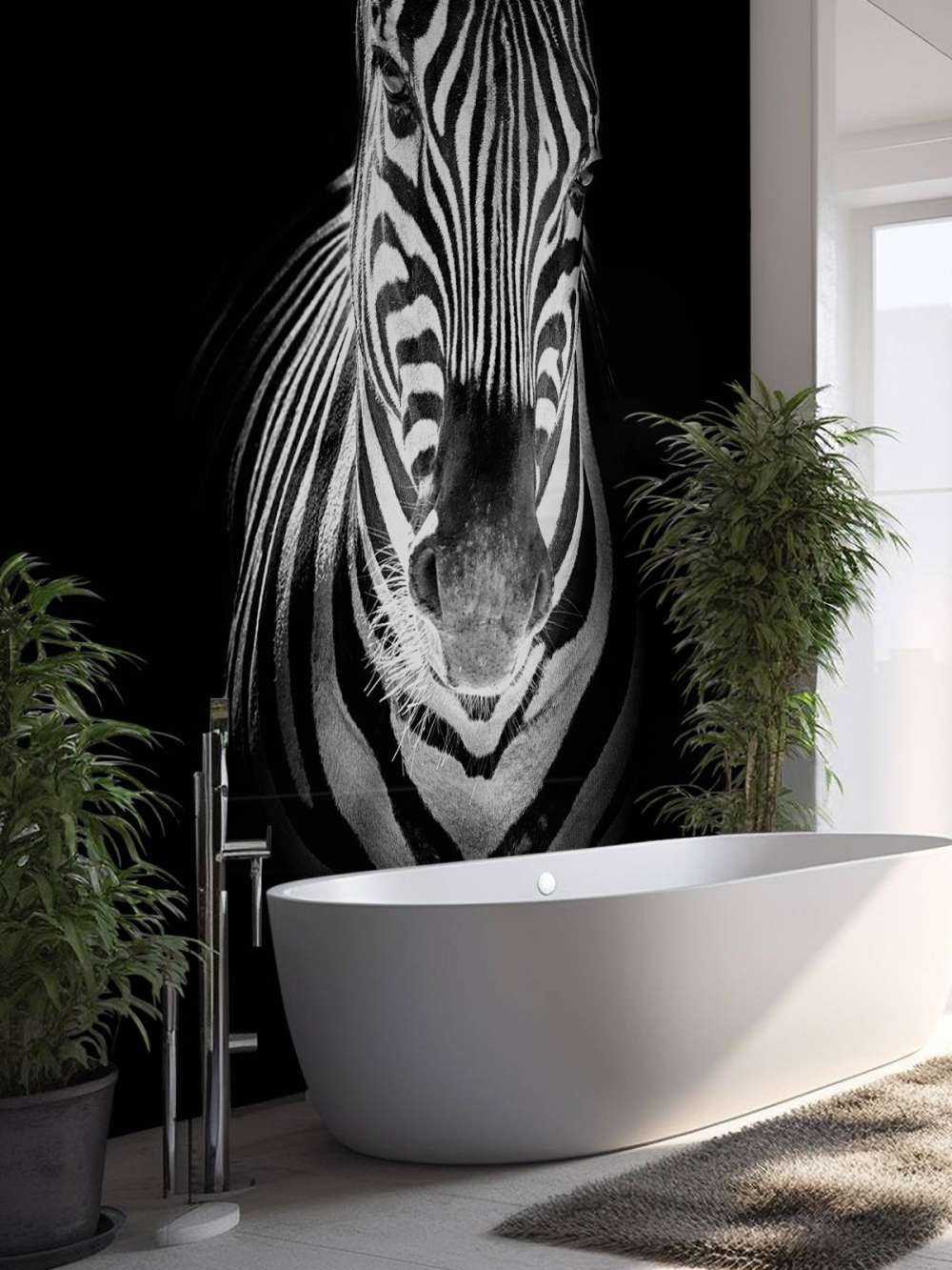 Zbliżenie na zebrę czarno-białą