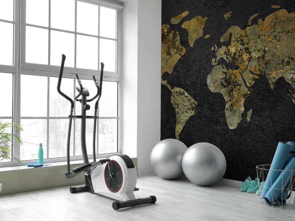 Mapa świata z teksturą złoto-zieloną