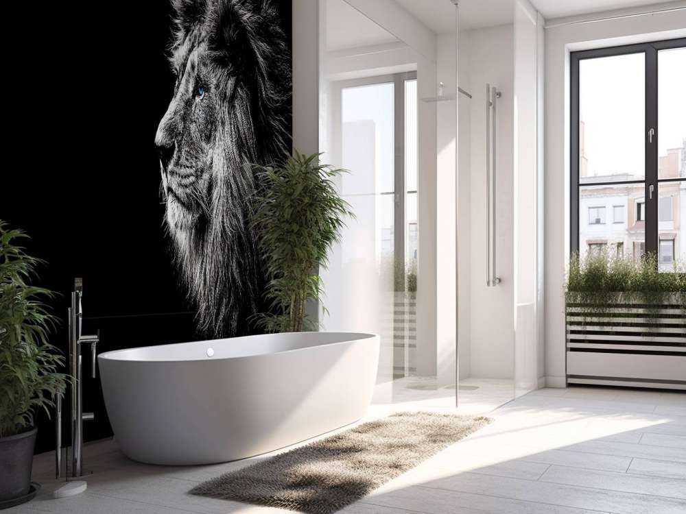 Lew z niebieskimi oczami