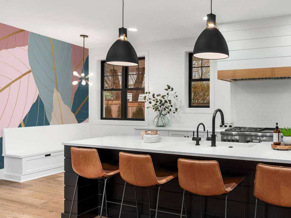 Liście tropikalne z dodatkiem złota