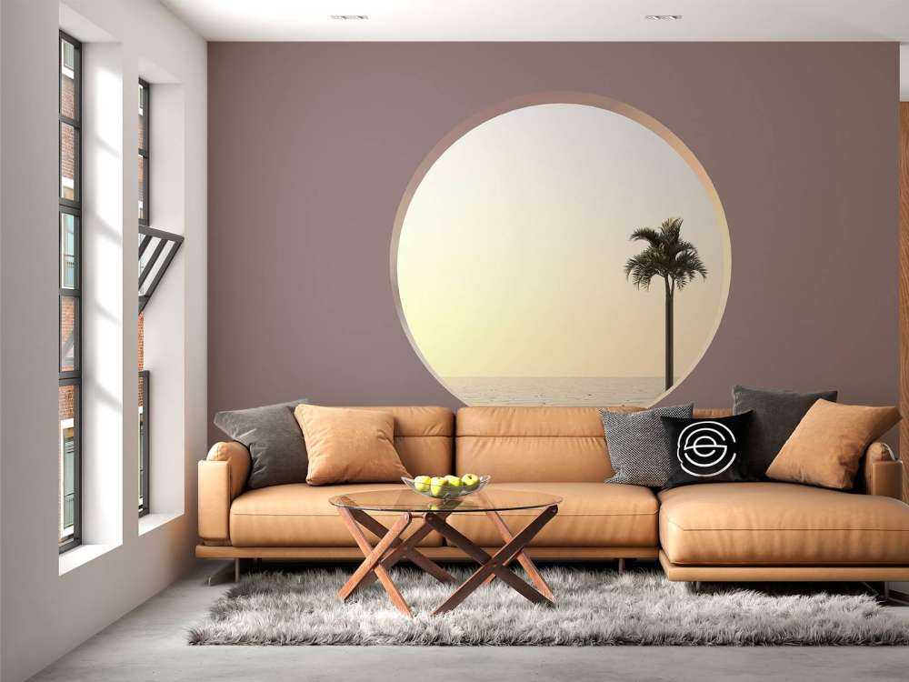 Różowa ściana z okręgiem