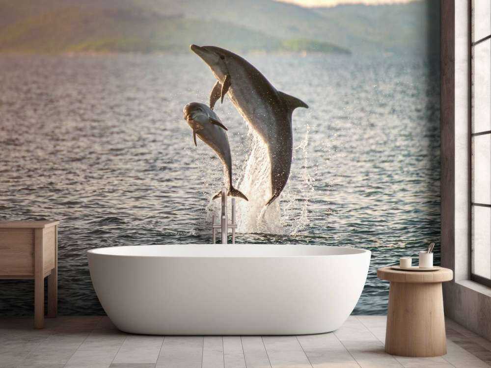 Dwa skaczące delfiny
