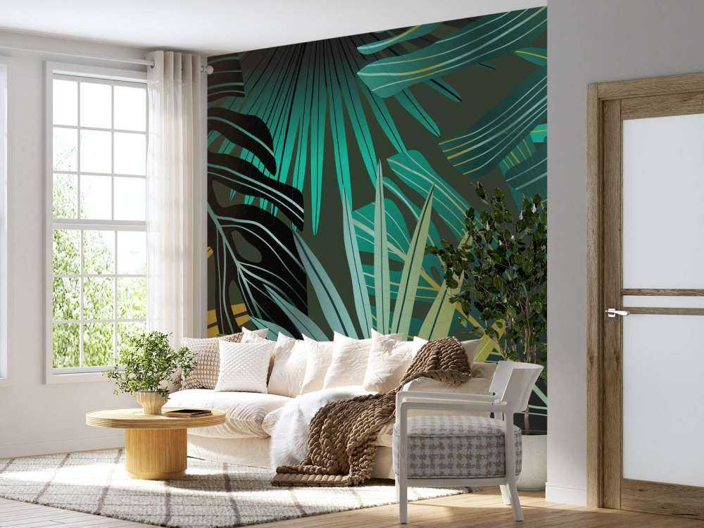 Panorama tropikalnych liści