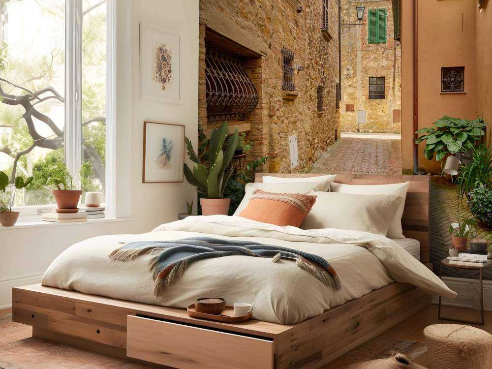 Ulica z roślinami i kwiatami