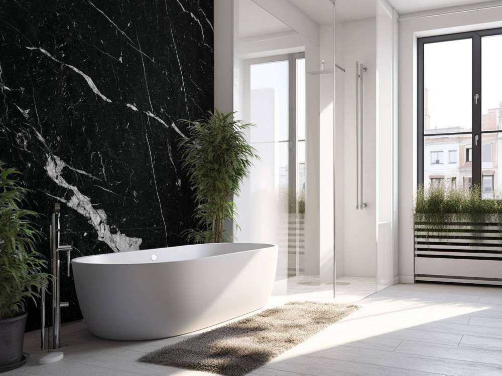 Czarny marmur z białymi paskami