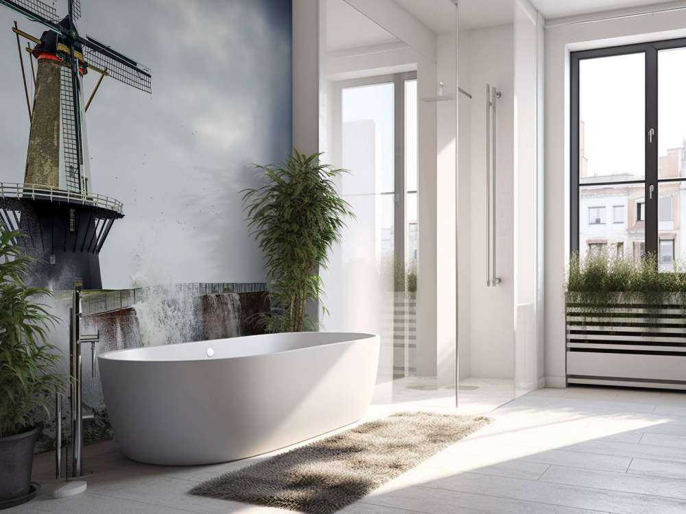 Młyn z falami sztormowymi