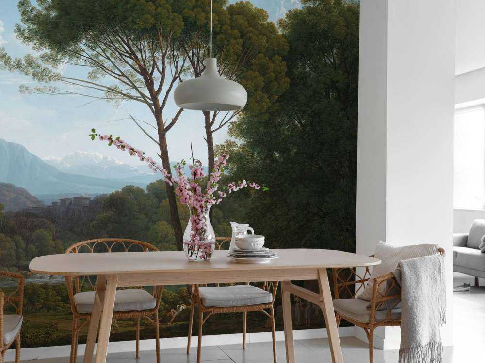 Włoski krajobraz z drzewami sosnowymi