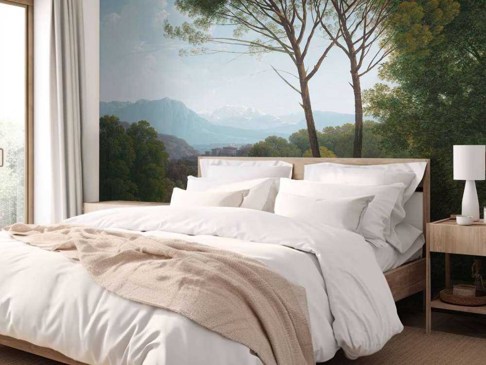 Włoski krajobraz z drzewami sosnowymi