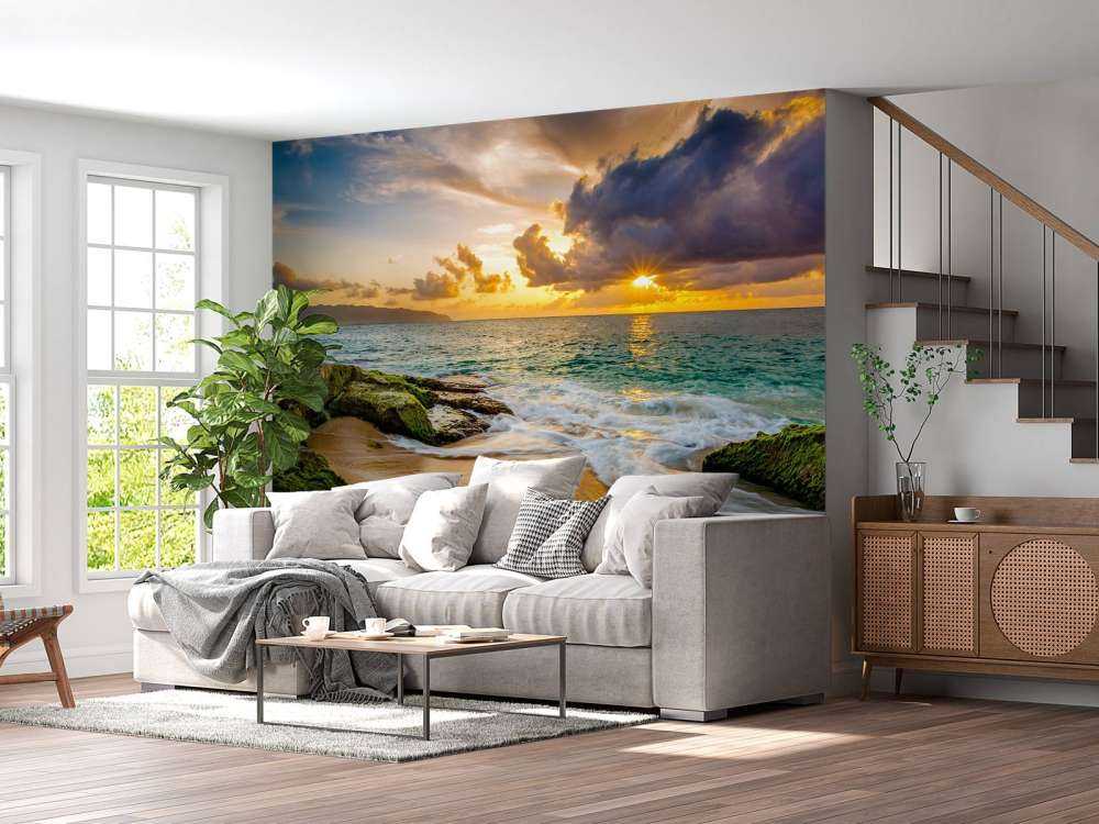 Piękny hawajski zachód słońca